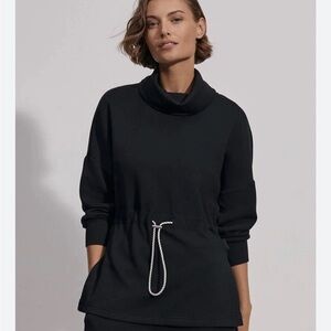 Varley Black Funnel Neck Drawstring Sweatshirt